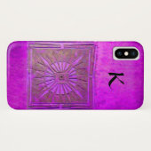 Coques Case-Mate iPhone MORNING STAR Pawnee Purple, Noir, Monogramme (Dos (Horizontal))