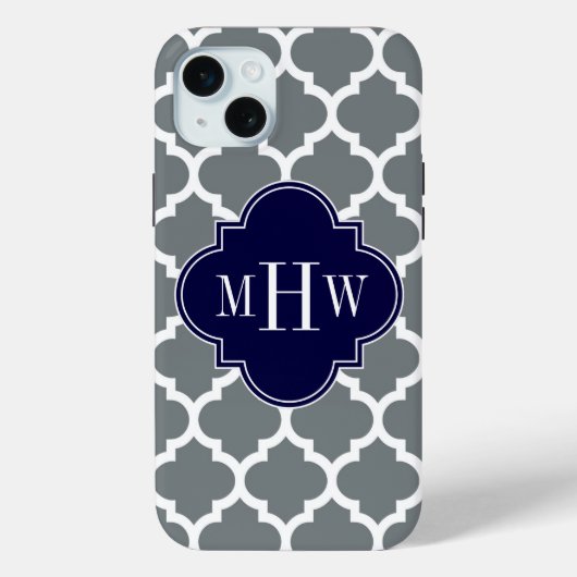 Coques Case-Mate iPhone Moroccan Charcoal White #5 Navy 3 Monogram initial (Verso)