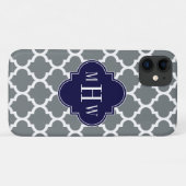Coques Case-Mate iPhone Moroccan Charcoal White #5 Navy 3 Monogram initial (Dos (Horizontal))
