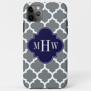 Case-Mate iPhone Case Moroccan Charcoal White #5 Navy 3 Monogram initial