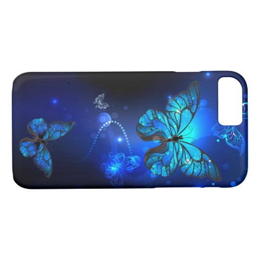 Coques Case-Mate iPhone Morpho Butterfly in the Dark Background (Dos (Horizontal))
