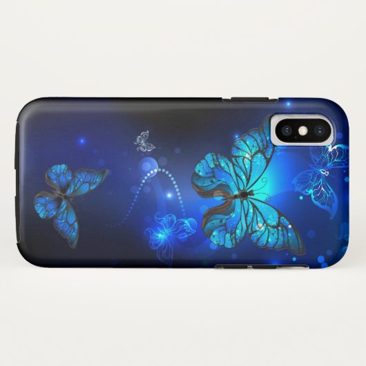 Coques Case-Mate iPhone Morpho Butterfly in the Dark Background (Dos (Horizontal))