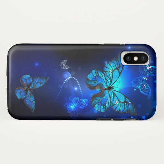 Coques Case-Mate iPhone Morpho Butterfly in the Dark Background (Dos (Horizontal))