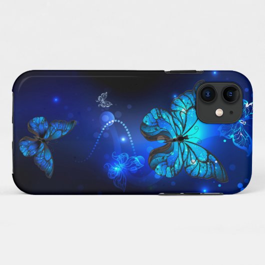 Coques Case-Mate iPhone Morpho Butterfly in the Dark Background (Dos (Horizontal))