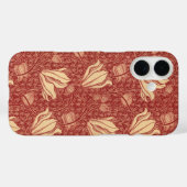 Coques Case-Mate iPhone Morris Inspiré Lily Flower Botanique Rouge Textile (Verso (horizontal))