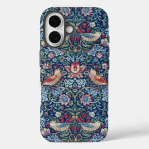 Coques iPhone 16 Morris Strawberry Thief Classique Bleu Indigo Fin