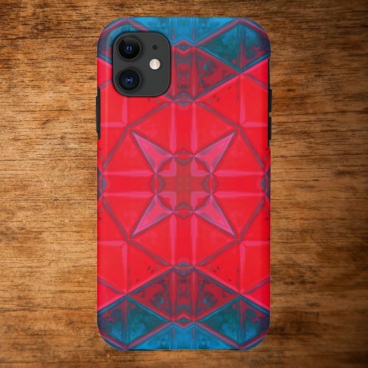 Coques Case-Mate iPhone Mosaic Carré Kaleidoscope Rouge et Bleu