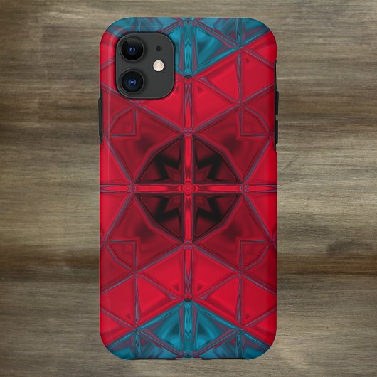 Coques Case-Mate iPhone Mosaic Carré Kaleidoscope Rouge et Bleu