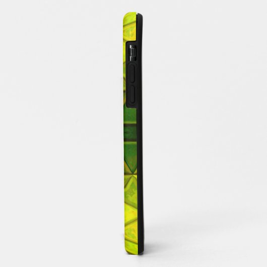 Coques Case-Mate iPhone Mosaic Carré Kaleidoscope Vert et Jaune (Dos/Gauche)