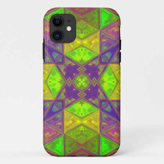 Coques Case-Mate iPhone Mosaic Carré kaléidoscope vert pourpre et jaune (Dos)