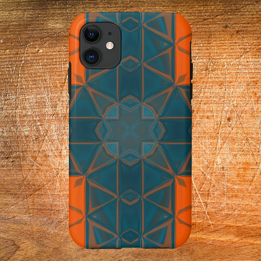Coques Case-Mate iPhone Mosaic Kaleidoscope Carré orange et bleu