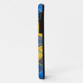 Coques Case-Mate iPhone Mosaic Kaleidoscope Fleur Bleu et Jaune (Dos/Gauche)