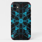 Coques Case-Mate iPhone Mosaic Kaleidoscope Fleur Bleu et Noir (Dos)