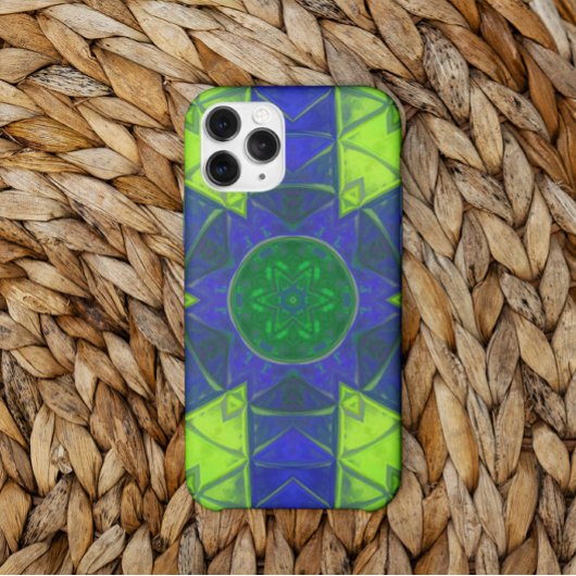 Coques Case-Mate iPhone Mosaic Kaleidoscope Fleur Bleu et Vert