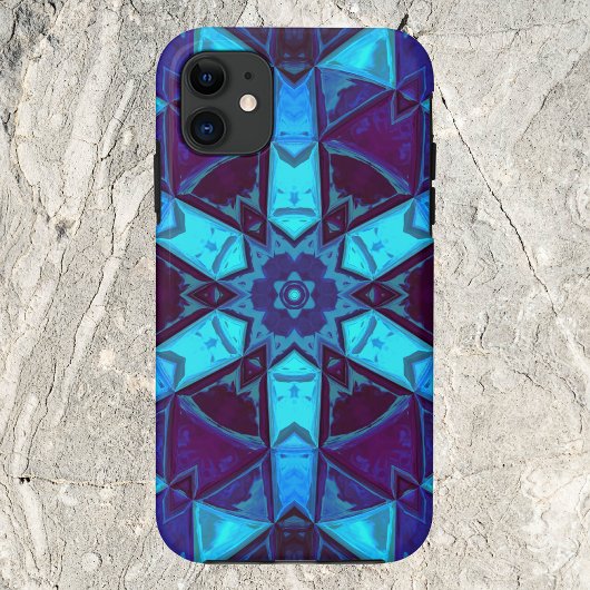 Coques Case-Mate iPhone Mosaic Kaleidoscope Fleur bleu et violet