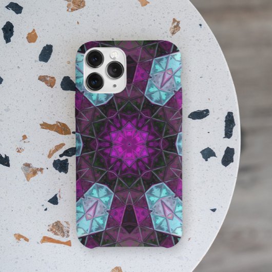 Coques Case-Mate iPhone Mosaic Kaleidoscope Fleur bleu et violet