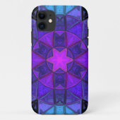 Coques Case-Mate iPhone Mosaic Kaleidoscope Fleur Bleu pourpre et noir (Dos)