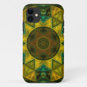 Coques Case-Mate iPhone Mosaic Kaleidoscope Fleur Jaune et Vert (Dos)