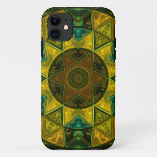 Coques Case-Mate iPhone Mosaic Kaleidoscope Fleur Jaune et Vert (Dos)