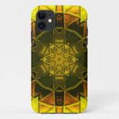 Coques Case-Mate iPhone Mosaic Kaleidoscope Fleur Jaune et Vert (Dos)