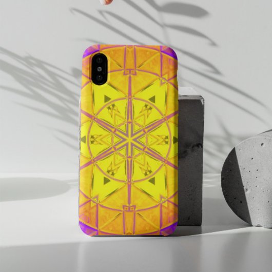 Coques Case-Mate iPhone Mosaic Kaleidoscope Fleur Jaune et Violet