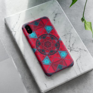 Case-Mate iPhone Case Mosaic Kaleidoscope Fleur Rouge et Bleu
