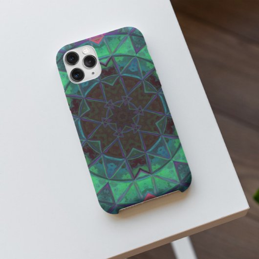 Coques Case-Mate iPhone Mosaic Kaleidoscope Fleur Vert Bleu et Rose