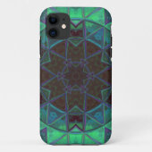 Coques Case-Mate iPhone Mosaic Kaleidoscope Fleur Vert Bleu et Rose (Dos)