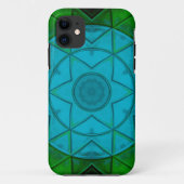 Coques Case-Mate iPhone Mosaic Kaleidoscope Fleur Vert et Bleu (Dos)