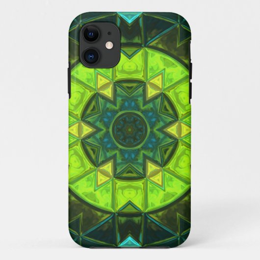 Coques Case-Mate iPhone Mosaic Kaleidoscope Fleur Vert et Bleu (Dos)