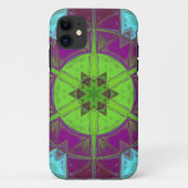Coques Case-Mate iPhone Mosaic Kaleidoscope Fleur vert pourpre et bleu (Dos)