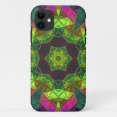 Coques Case-Mate iPhone Mosaic Kaleidoscope Fleur vert rose et pourpre (Dos)