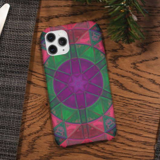 Coques Case-Mate iPhone Mosaic Kaleidoscope Fleur violet vert et rose