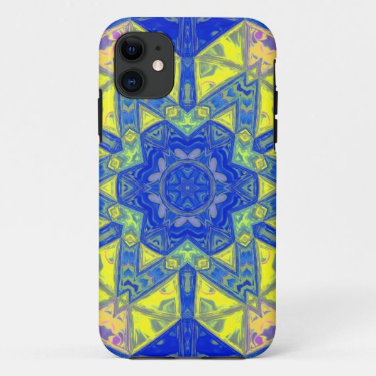 Coques Case-Mate iPhone Mosaic Mandala bleu et jaune (Dos)