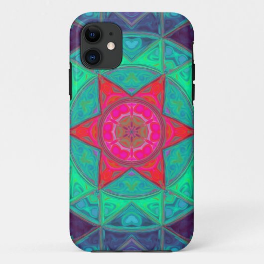 Coques Case-Mate iPhone Mosaic Mandala bleu vert et rouge (Dos)