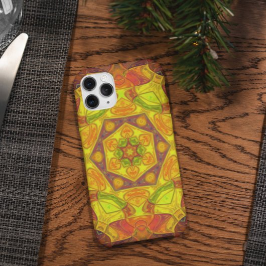 Coques Case-Mate iPhone Mosaic Mandala Fleur Jaune Orange et Violet