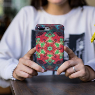 Case-Mate iPhone Case Mosaic Mandala Fleur rouge Turquoise et bleu