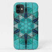 Coques Case-Mate iPhone Mosaic Mandala Flower bleu et blanc (Dos)