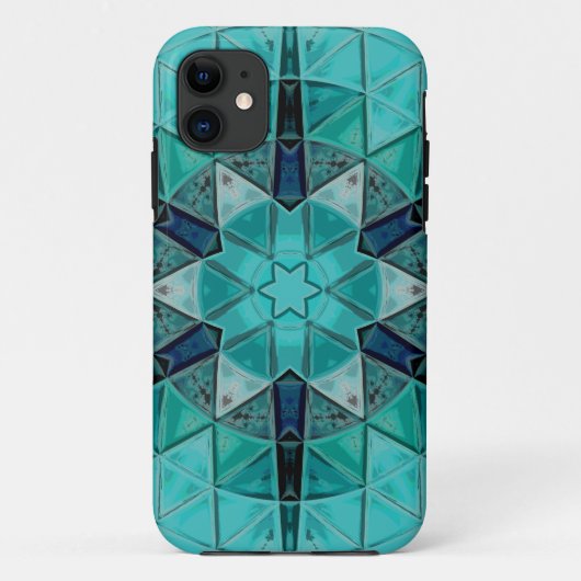 Coques Case-Mate iPhone Mosaic Mandala Flower bleu et blanc (Dos)