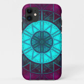 Coques Case-Mate iPhone Mosaic Mandala Flower bleu et violet (Dos)