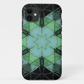 Coques Case-Mate iPhone Mosaic Mandala Flower bleu vert et noir (Dos)