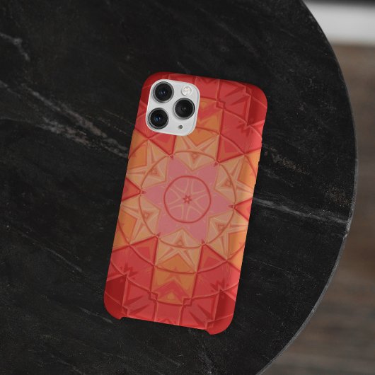 Coques Case-Mate iPhone Mosaic Mandala Flower rouge et orange