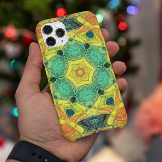 Coques Case-Mate iPhone Mosaic Mandala Flower vert jaune bleu et orange