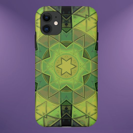 Coques Case-Mate iPhone Mosaic Mandala Flower vert jaune et noir
