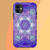 Coques Case-Mate iPhone Mosaic Mandala Flower violet bleu et blanc