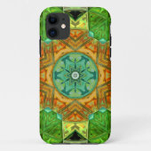 Coques Case-Mate iPhone Mosaic Mandala Orange et vert (Dos)