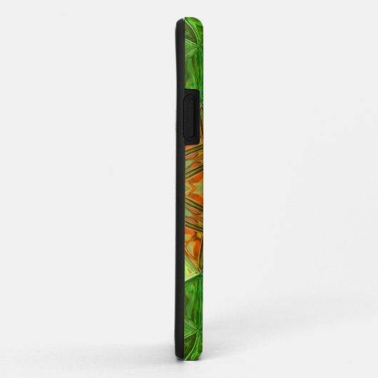 Coques Case-Mate iPhone Mosaic Mandala Orange et vert (Dos/Droite)