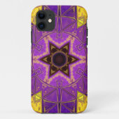 Coques Case-Mate iPhone Mosaic Mandala violet et jaune (Dos)