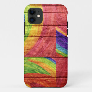 Coque iPhone 11 Mosaïque Abstrait Pastel Wood #3