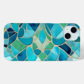 Coques Case-Mate iPhone Mosaïque Abstraite turquoise de style Art déco (Verso (horizontal))